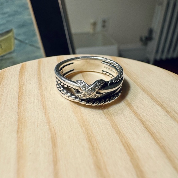 David Yurman X Crossover Band Ring Sterling Silver with Diamonds - size 7 w/ Box - Picture 8 of 12